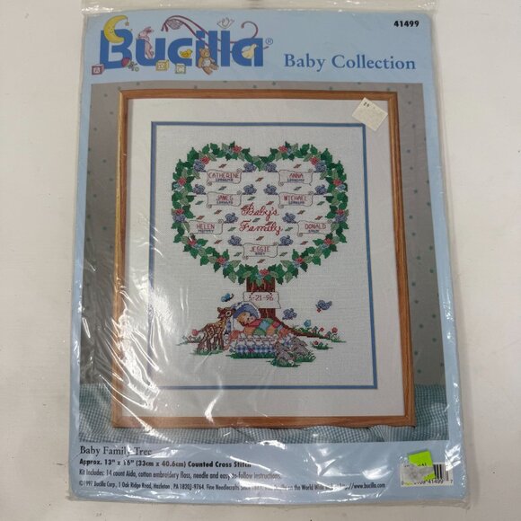 Bucilla Baby Family Tree Counted Cross Stitch Kit 41499  13" x 16" Aida Floss - Picture 1 of 4
